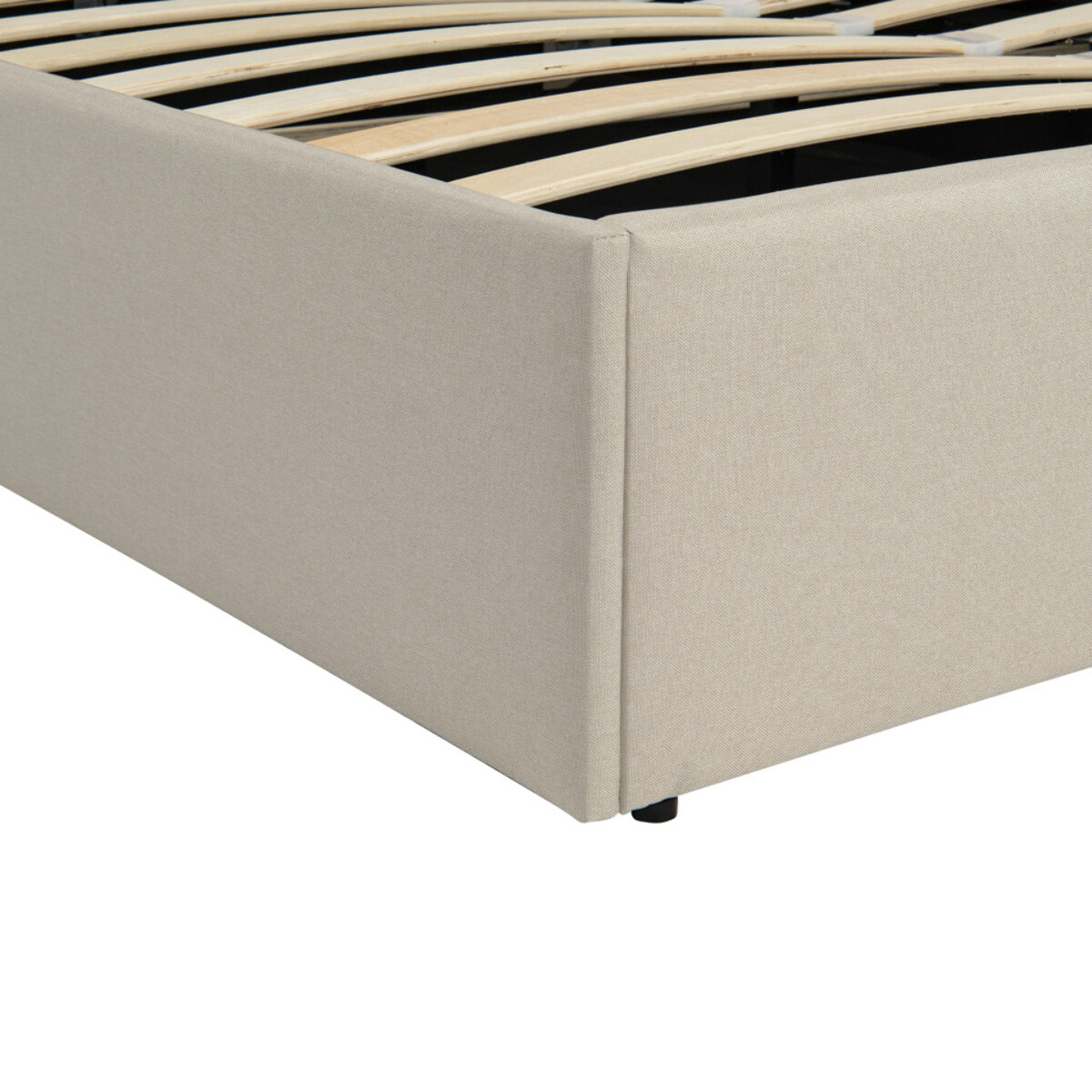 Lit coffre Louise en velours avec sommier et tête de lit - Beige