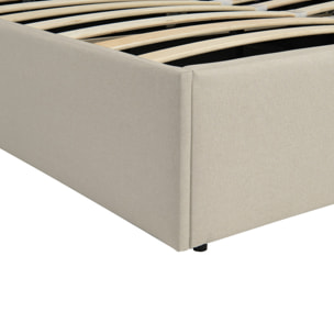 Lit coffre Louise en velours avec sommier et tête de lit - Beige