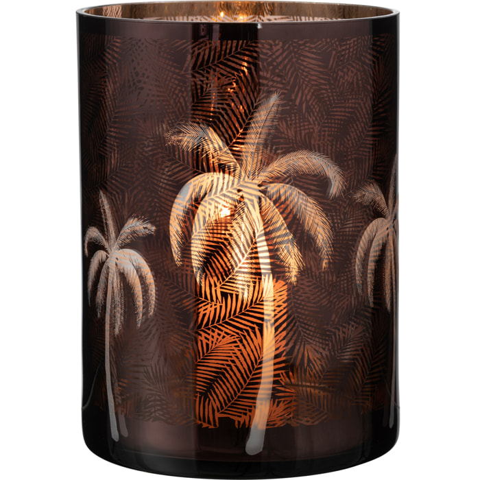 J-Line photophore Palmier - verre - marron - extra large