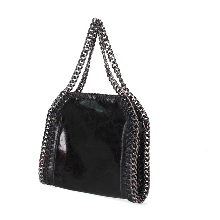 Borsa a mano da donna Made in Italy - Modello Zefira Chic - Pelle scamosciata stampata - 23.0 x 20.0 x 7.0 cm