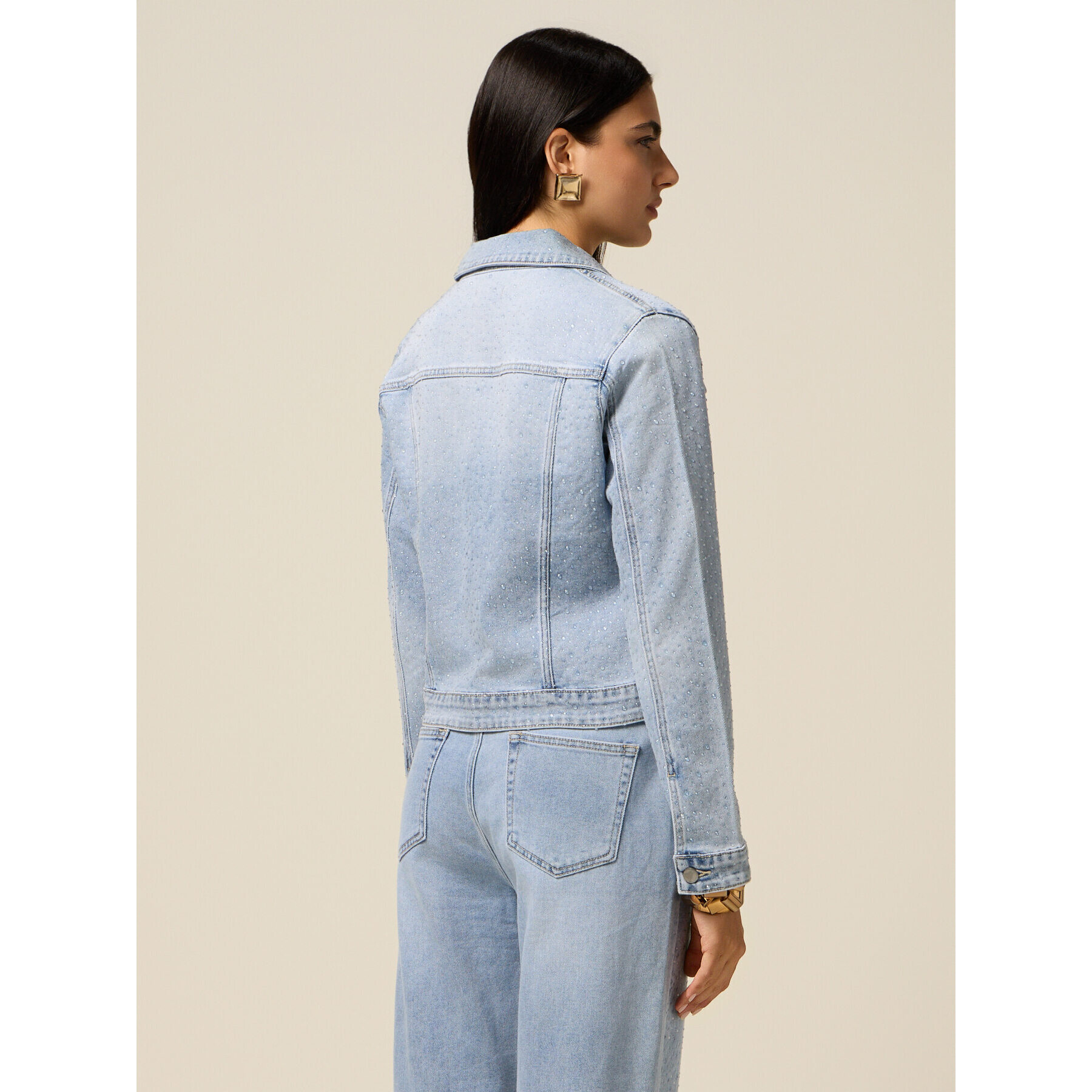 Oltre - Chaqueta vaquera con micro cristales - Light - blue