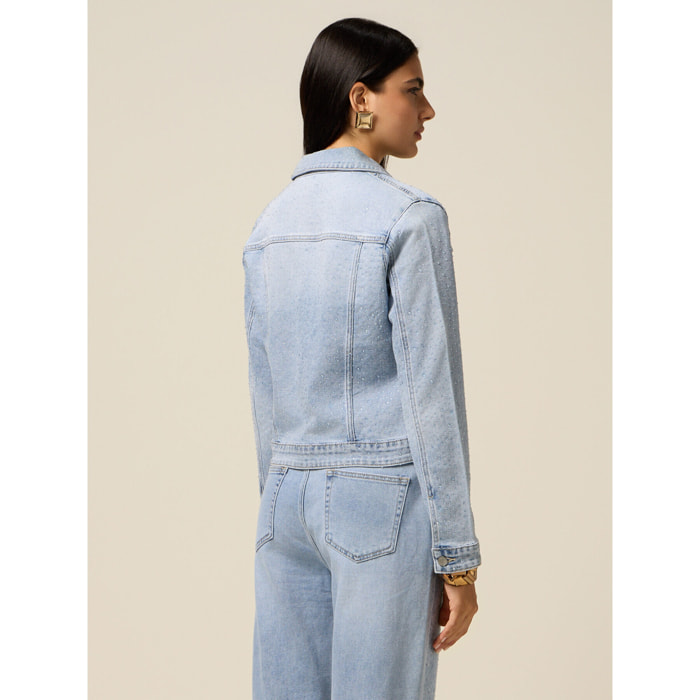 Oltre - Chaqueta vaquera con micro cristales - Light - blue