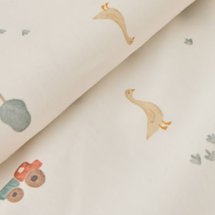 Funda nórdica de algodón percal 180 hilos con casitas y gansos Itas color blanco 100% Algodón percal