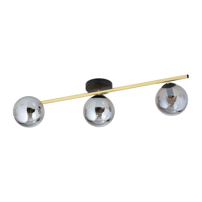 Lampada a sospensione SPLENDI in acciaio nero e oro con vetri grafite