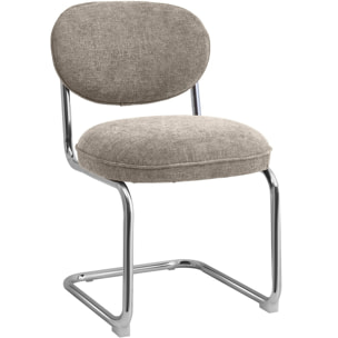 Lot de 2 chaises de salle à manger chromées en tissu chenille - LOU