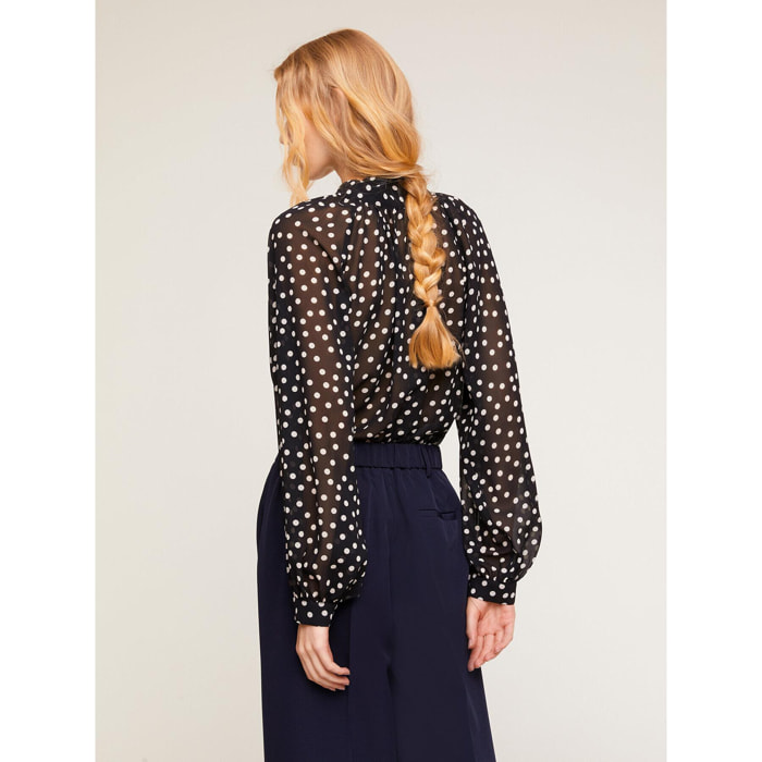 Motivi - Blusa amplia con estampado de lunares - Negro