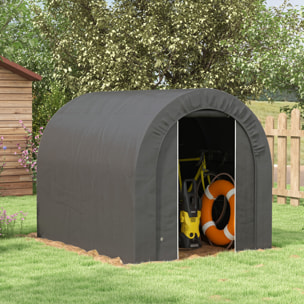 Abri de jardin rangement extérieur dim. 2,4L x 1,8l x 1,9H m - porte zippée - acier galvanisé PE gris
