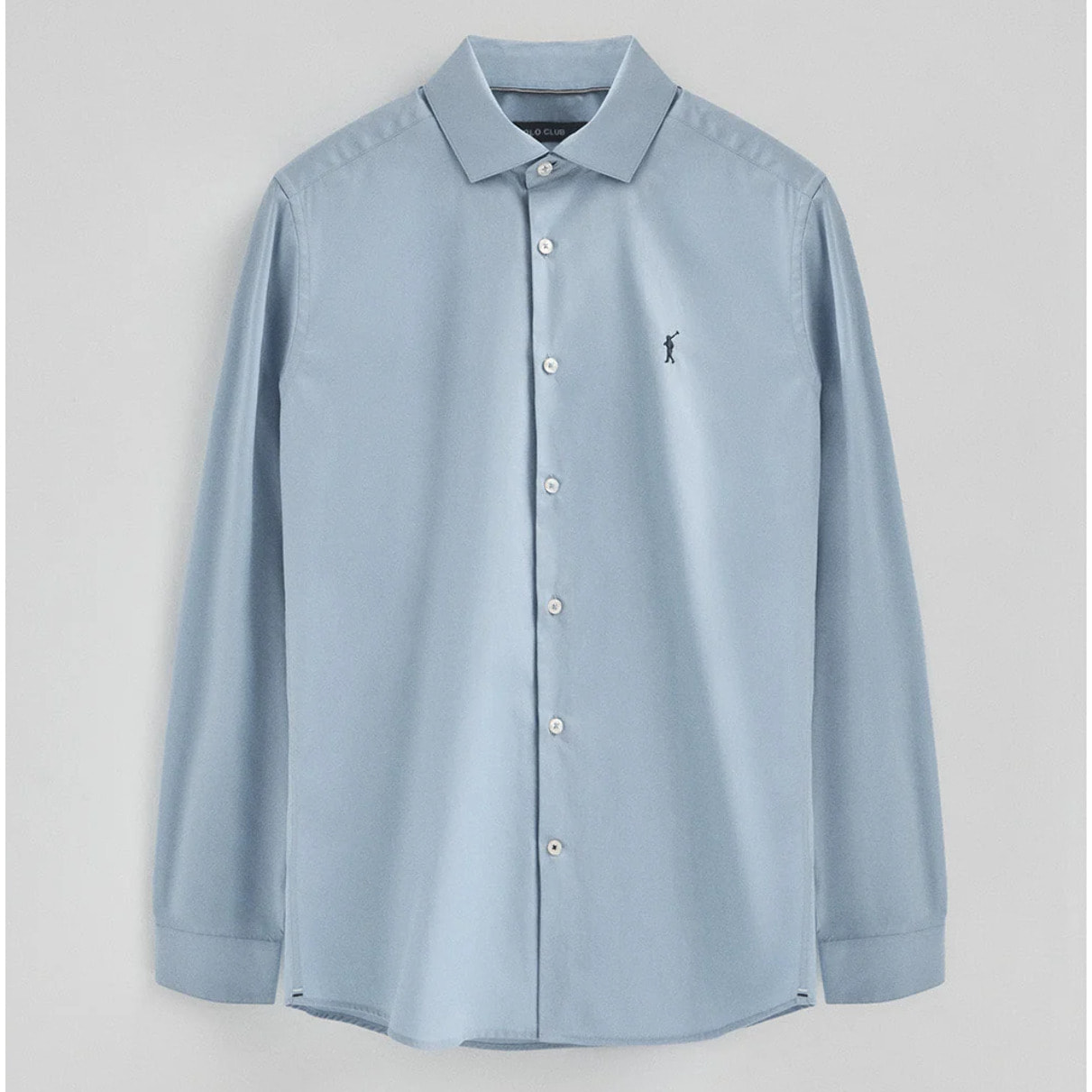 Pack hombre de tres camisas blanca azul marino y azul celeste de poplin y corte slim con logo Rigby Go