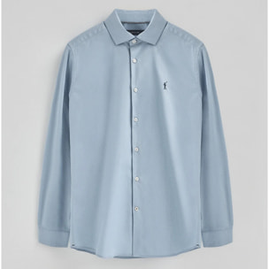 Pack hombre de tres camisas blanca azul marino y azul celeste de poplin y corte slim con logo Rigby Go