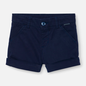 Bermudas niño, satén, cierre de botón, azul marino, 718309