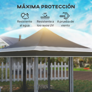 Carpa Plegable 3,5x3,5x3 m Cenador de Jardín con Altura Ajustable 4 Mosquiteras Protección UV50+ Impermeable y Bolsa de Transporte Gazebo para Exterior Fiestas Camping Gris Oscuro