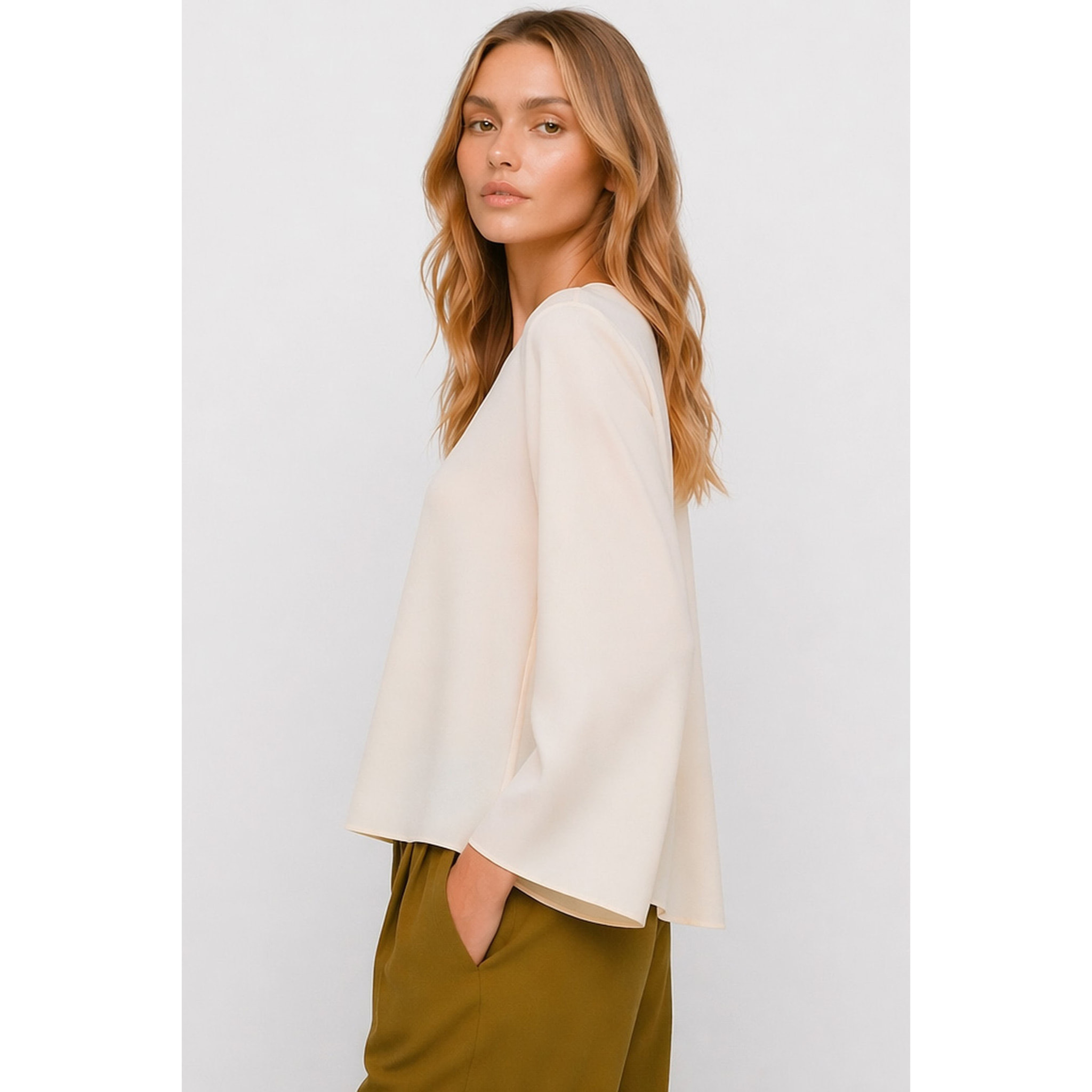 Kocca - Blusa da donna in 100% viscosa con scollo rotondo Donna
