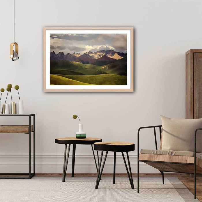 Affiche Plateau Tibetain Affiche sous cadre bois