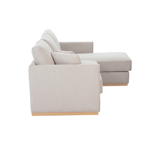 Canapé d'angle droit en tissu effet velours texturé beige 3 places MOSS
