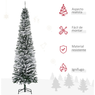 Árbol de Navidad 225 cm Árbol de Navidad Artificial Nevado con 738 Ramas y Soporte de Metal Árbol Navideño para Salón Verde y Blanco