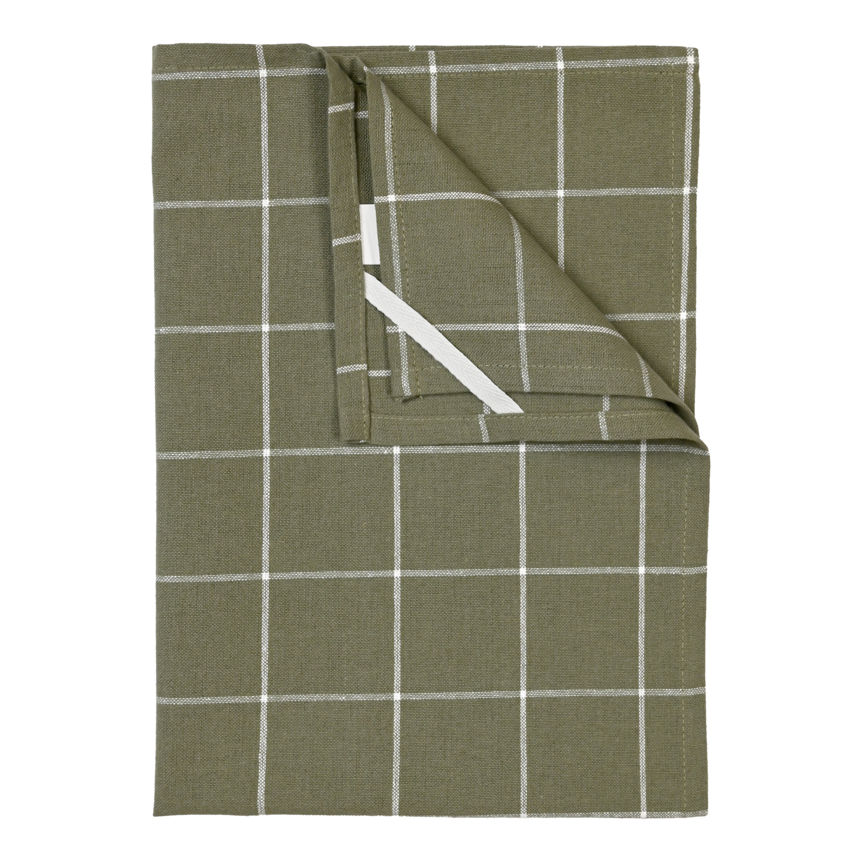 Torchon de cuisine en coton à motif carreaux - Kaki