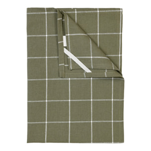 Torchon de cuisine en coton à motif carreaux - Kaki