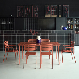 Table de jardin métal + 6 assises AMÉLIA