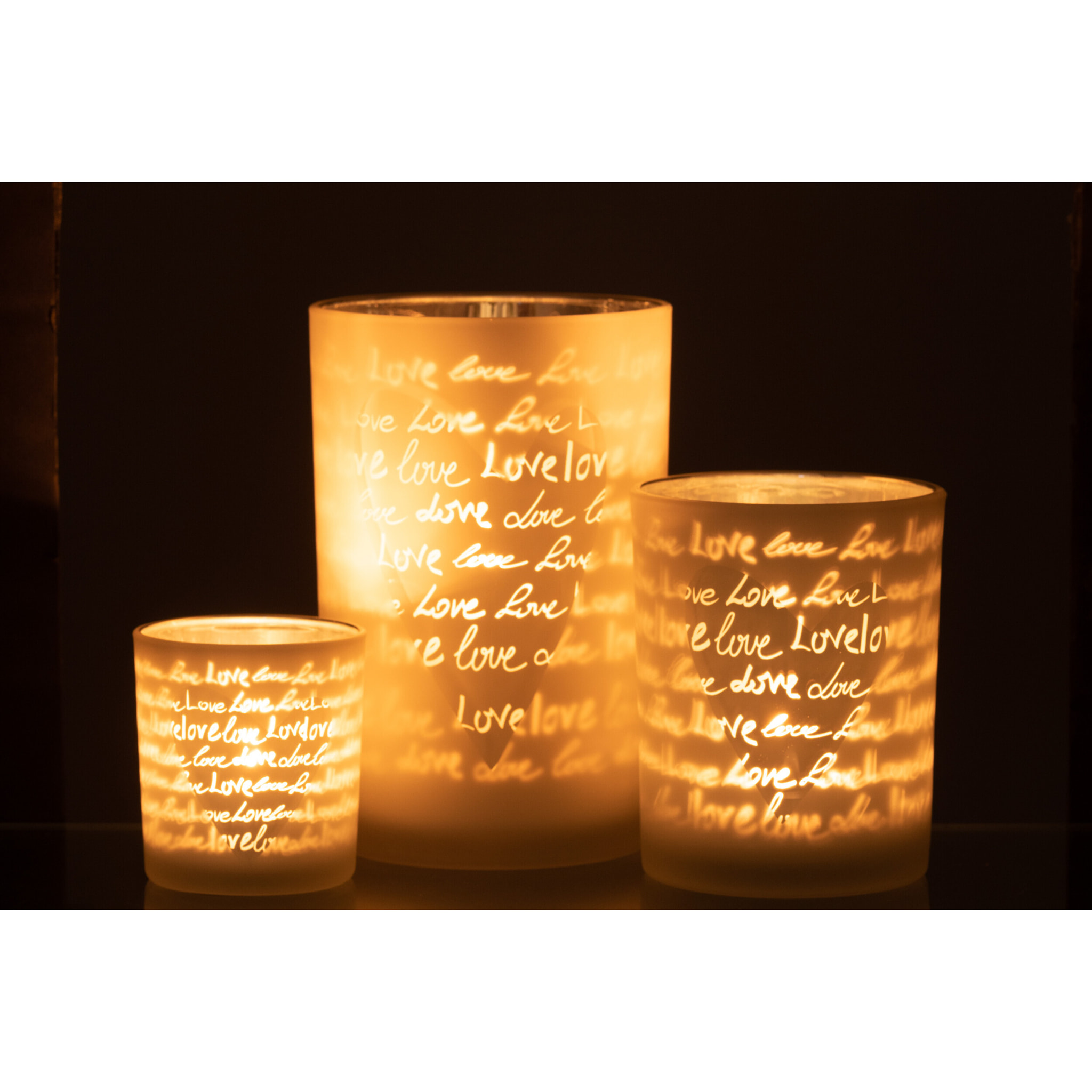 J-Line photophore Love - verre - blanc - large