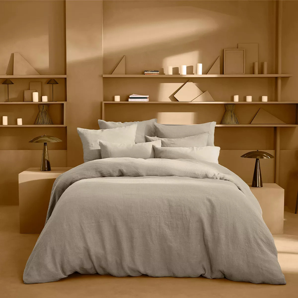 Housse de couette pur lin lavé 165 g/m² uni beige Le lin lave lin