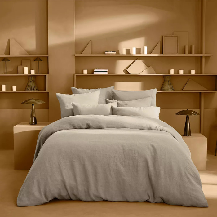 Housse de couette pur lin lavé 165 g/m² uni beige Le lin lave lin