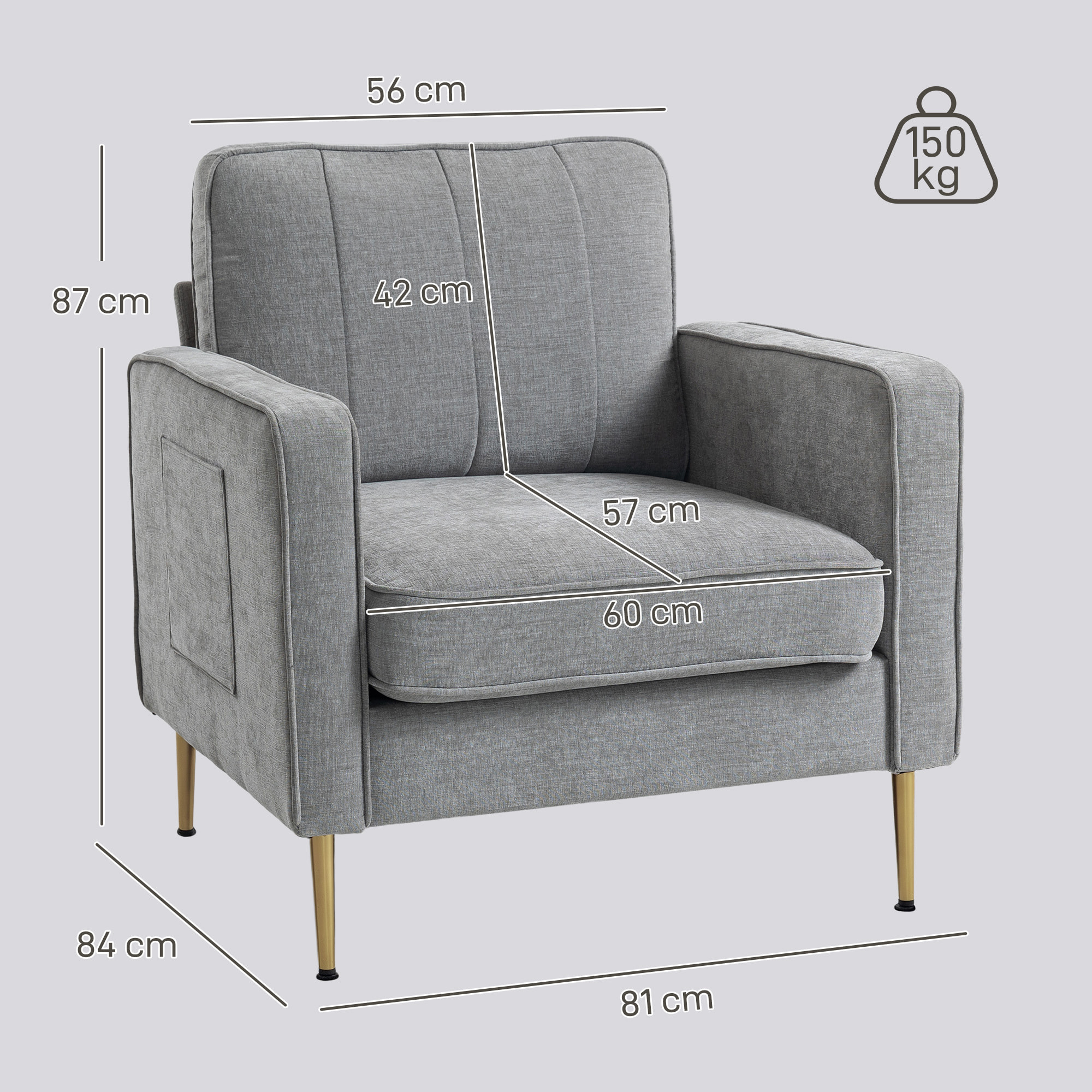 Fauteuil style art déco piètement métal doré tissu gris clair