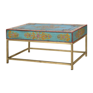 Mesa de centro - madera de mango y hierro - 46x90x60cm