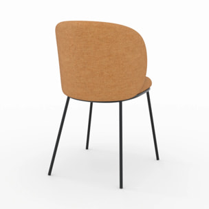 Lot de 2 chaises en tissu jaune moutarde, pieds métal noir - Bulle