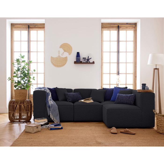 Arty - module d'assise gauche - en tissu mailles 3D - Noir
