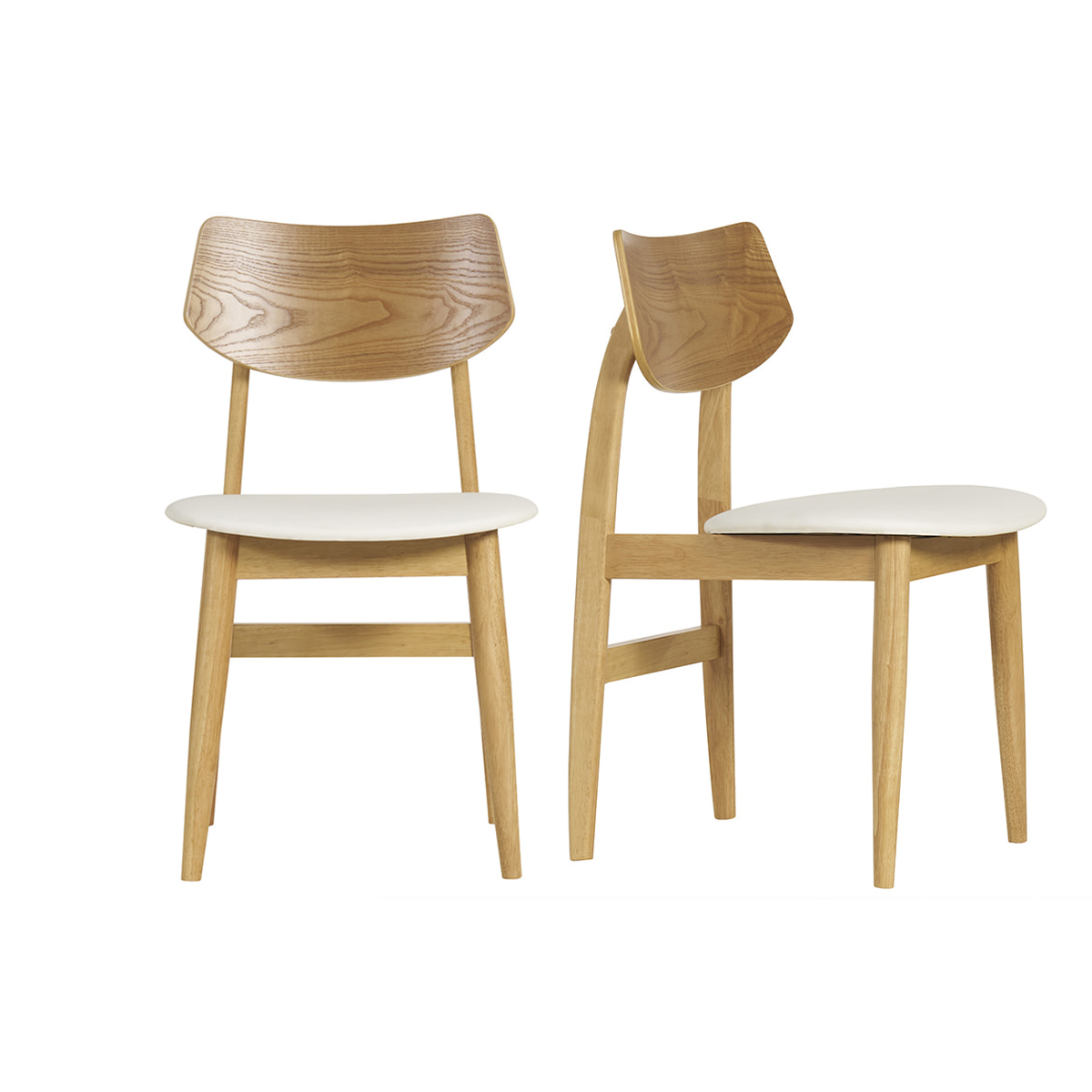 Chaises scandinaves en bois clair et blanc (lot de 2) ELION