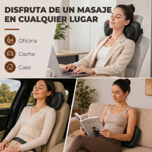 Cojín de Masaje Shiatsu con Calor y 4 Nodos, Amasado Giratorio 3D Masajeador de Cuello y Espalda, Alivio de la Fatiga Muscular Regalo para Mujer y Hombre en Casa, Oficina y Coche