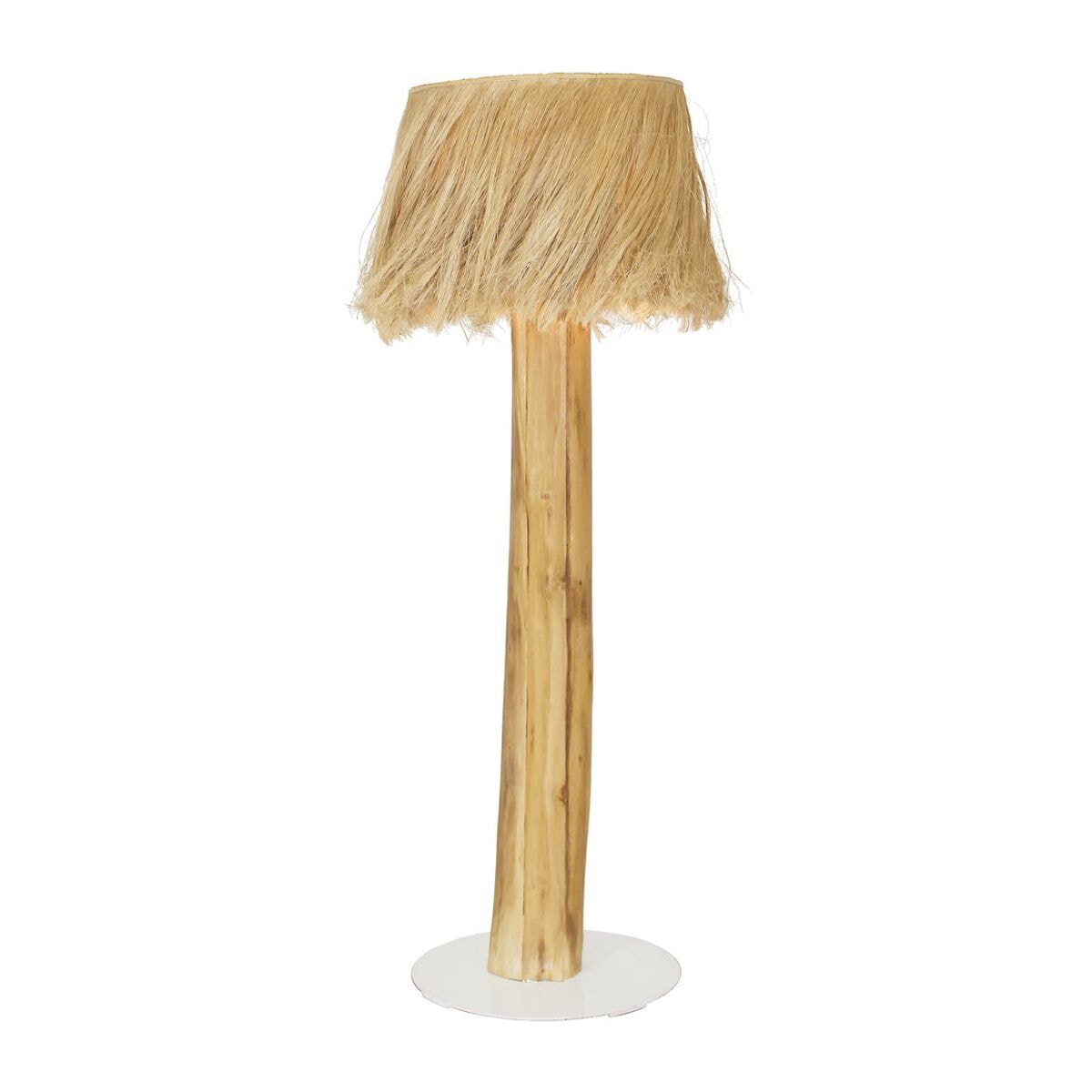 Lampadaire en bois d'acajou et abat jour en abaca h190cm SIARGAO