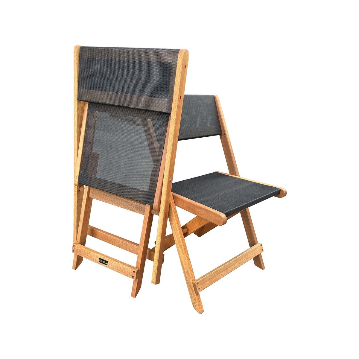 Chaise pliante en bois exotique "Seoul" - Maple - Noir - Lot de 2