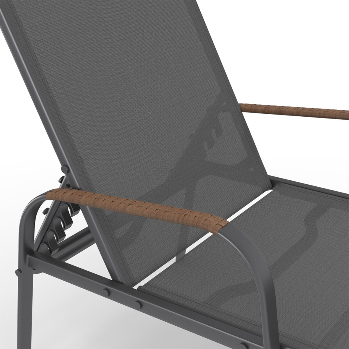 Transats inclinables Ozéa 5 positions textilène - lot de 2