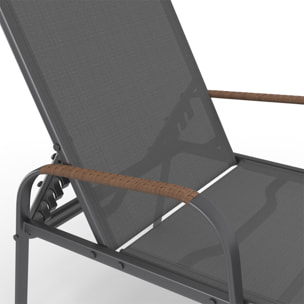 Transats inclinables Ozéa 5 positions textilène - lot de 2