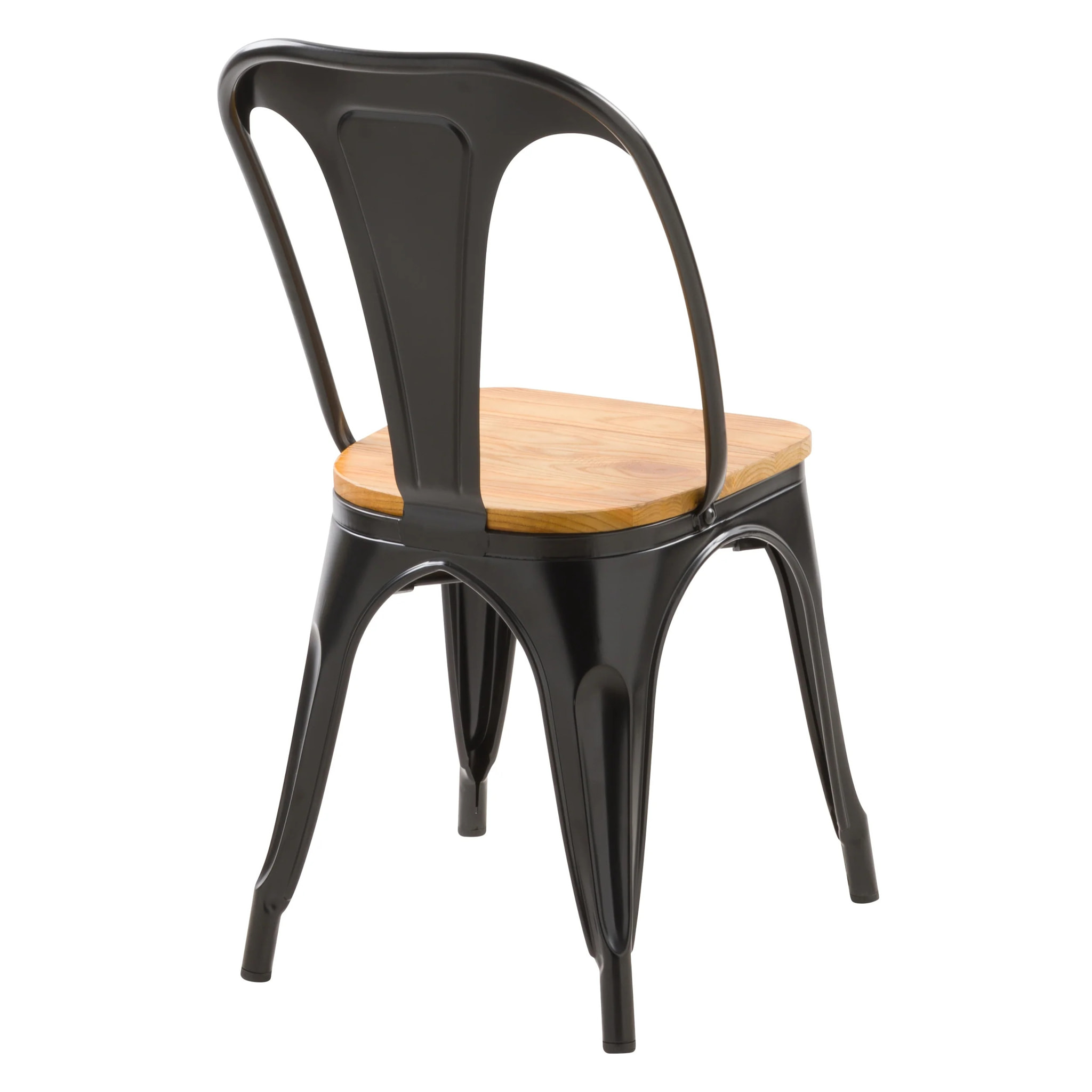 Lot de 2 chaises en métal noir et bois d'orme - Yoanna