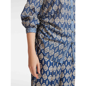 Elena Mirò - Camisa con estampado étnico - Azul