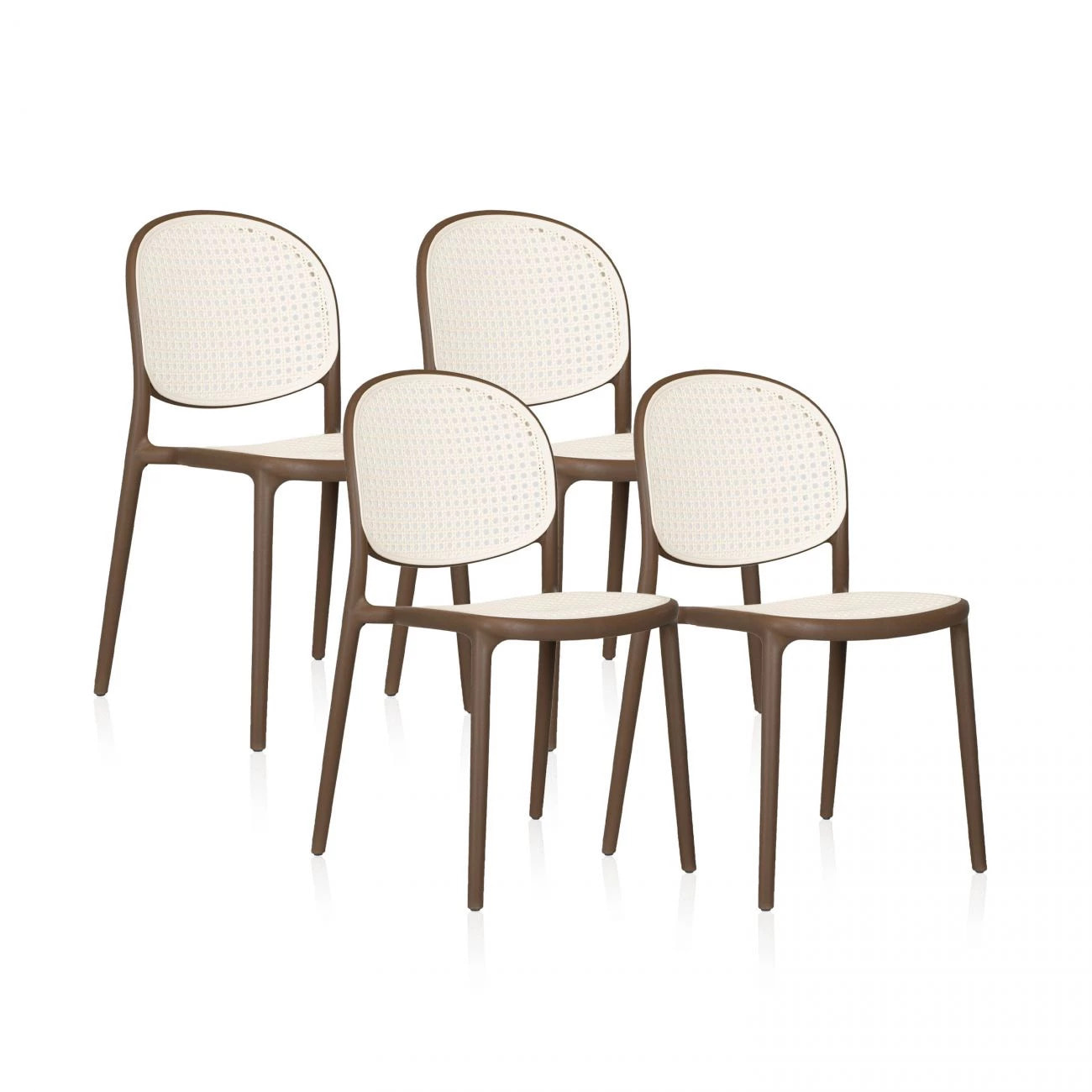 Pack 4 sillas de exterior Klux Taupé - rattan