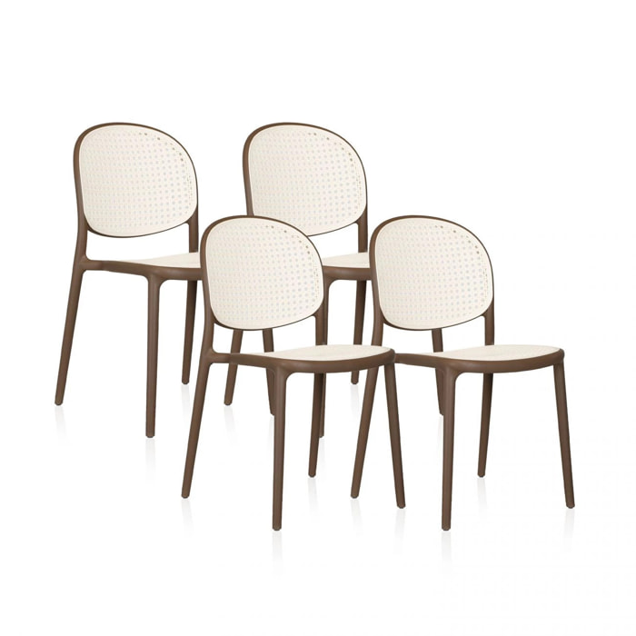 Pack 4 sillas de exterior Klux Taupé - rattan