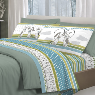 Completo letto baubau verde 100% cotone