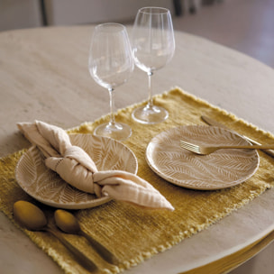 Lot de 6 assiettes plates 26cm en grès à motif jaune SAVANE