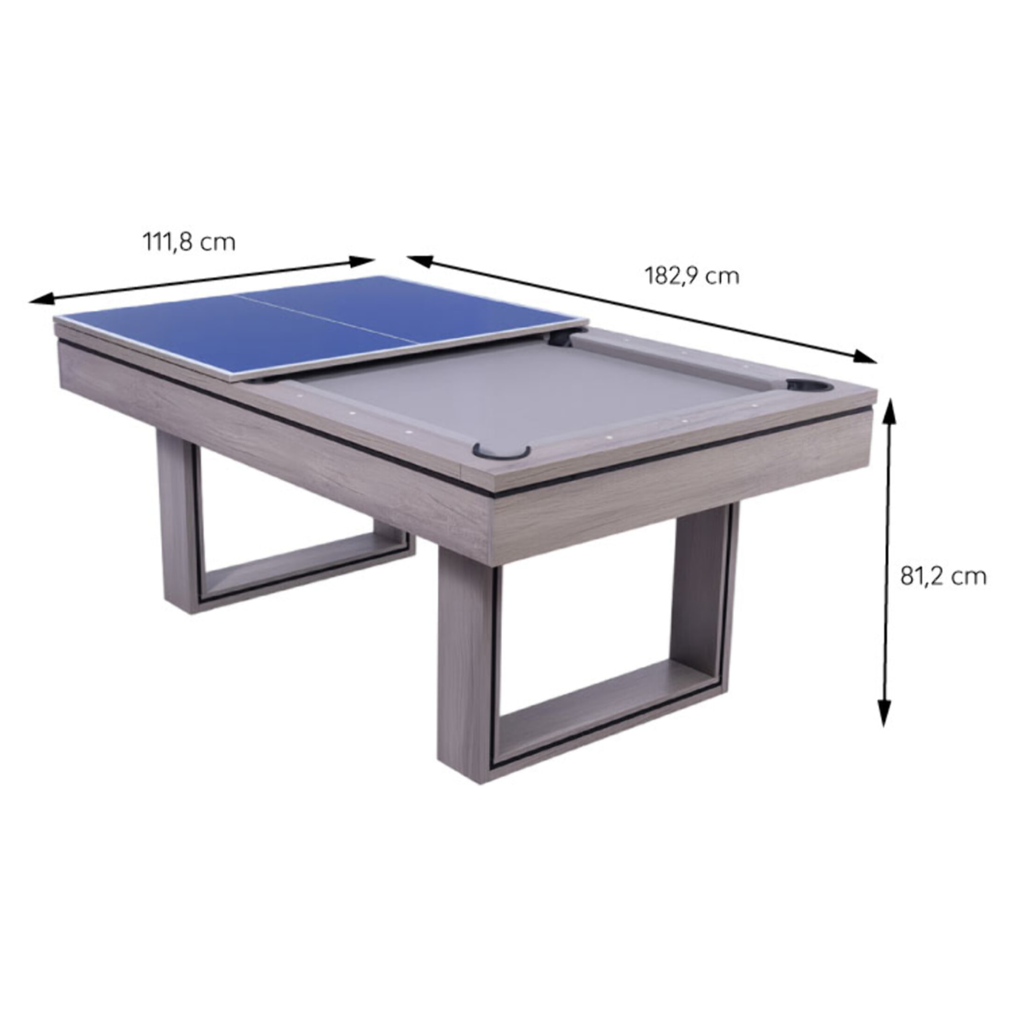 Table multi-jeux 3 en 1 billard et ping pong en bois gris ARIES