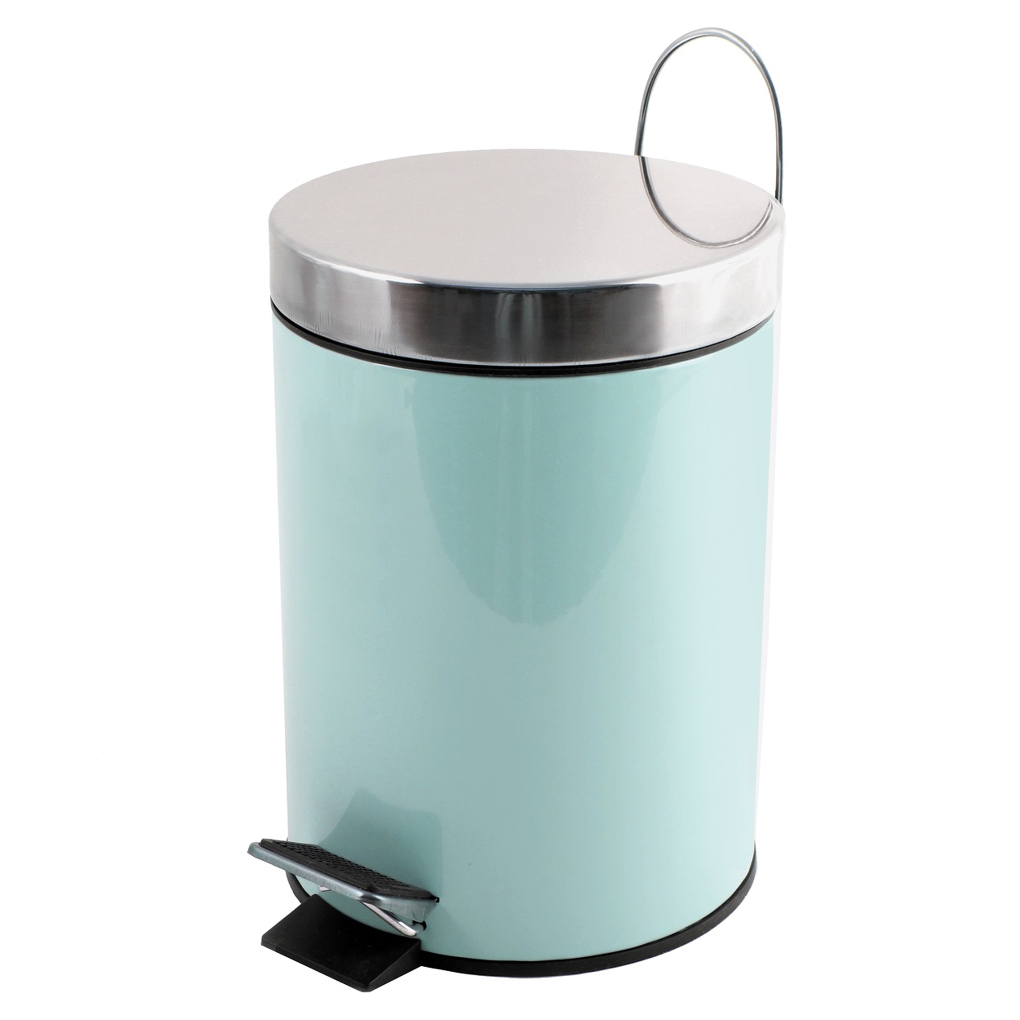 Cubo de basura con pedal MSV "Brest" 3 litros de acero inoxidable en color verde Ø25 x 17 cm