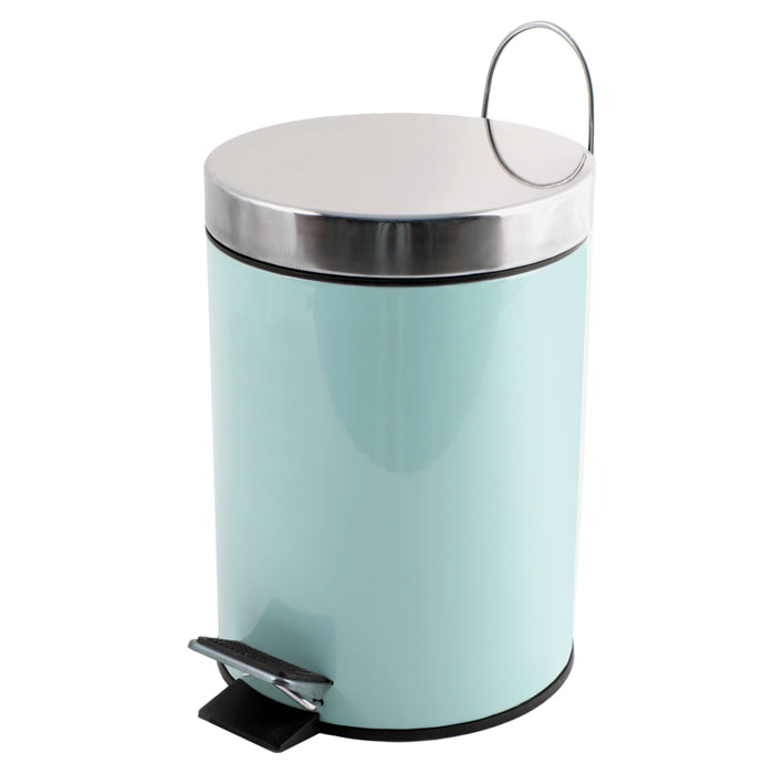 Cubo de basura con pedal MSV "Brest" 3 litros de acero inoxidable en color verde Ø25 x 17 cm