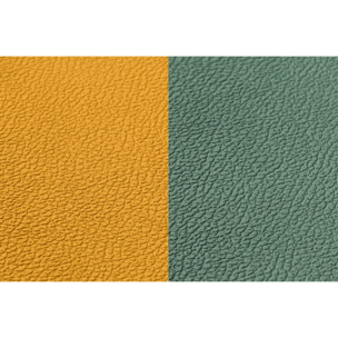 Set de table curve réversible - 6 pièces - Cuir recyclé jaune moutarde et vert sapin