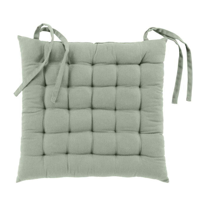 Assise matelassée en coton et polyester recyclé - Sauge