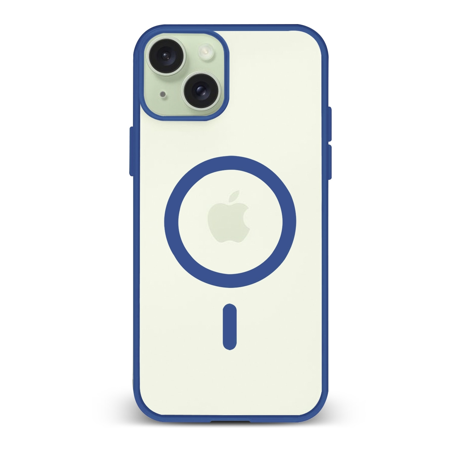 DAM Custodia ibrida anti-shock  Magsafe per iPhone 15 Plus. Bordi in silicone e retro in PVC. 8,06x1,06x16,37 centimetri. Colore: blu scuro