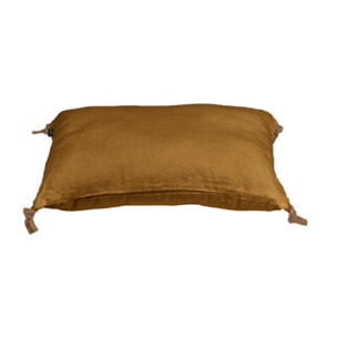 Coussin 40 x 60 cm en lin lavé avec 4 nouettes en jute - SOLINE