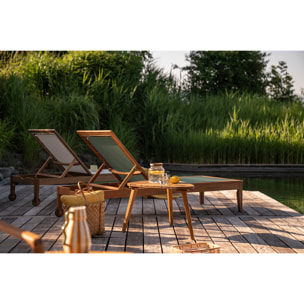 Bain de soleil vert kaki et bois massif NAVEEN