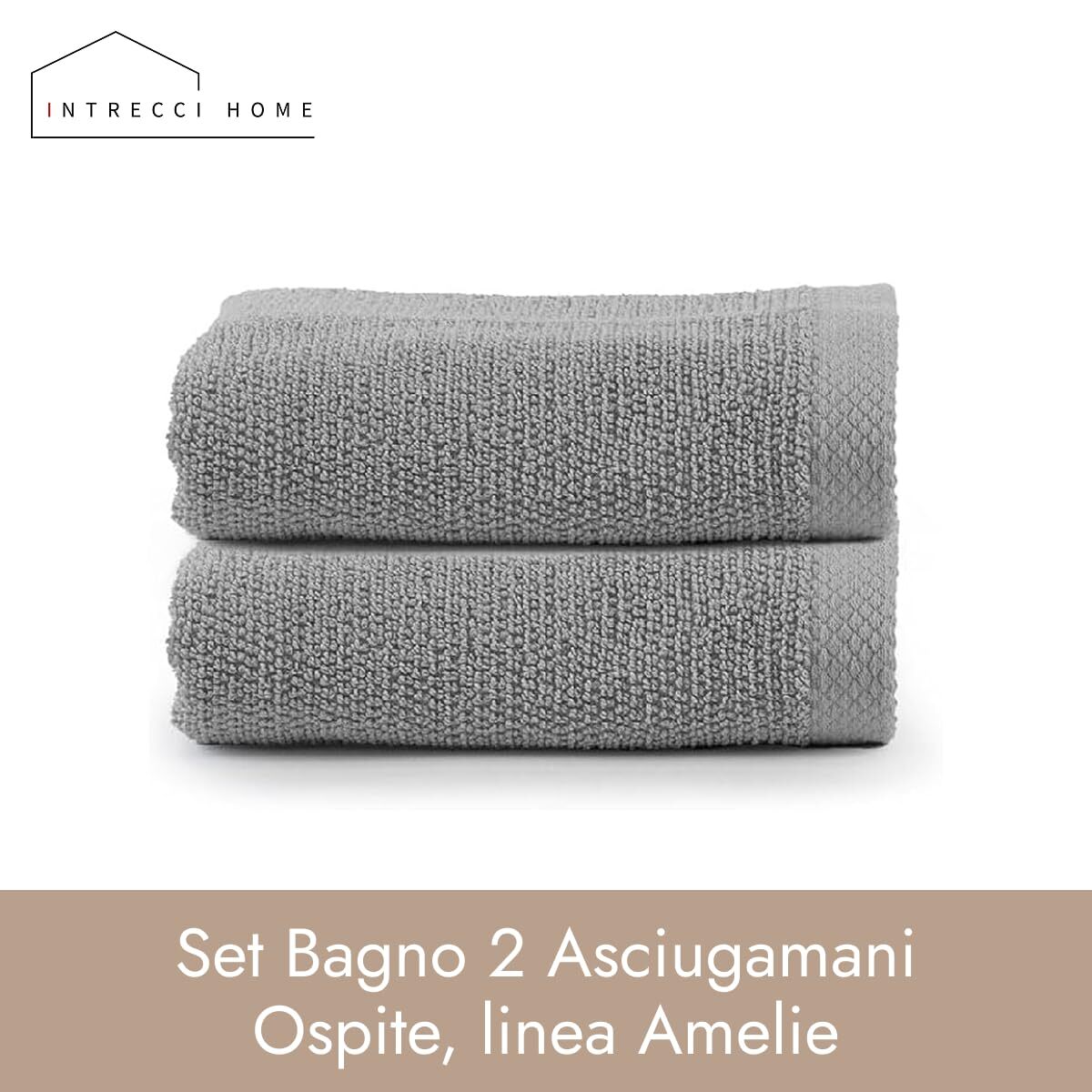 INTRECCI HOME Set Bagno 2 Asciugamani Ospite, in Puro Cotone 500 g,Morbidezza Extra, Assorbenza Superiore, Elegante e Durevole